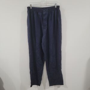 Roundtree And York Mens Silk Pajama Pants Size Large Paisley Damask Blue Luxury
